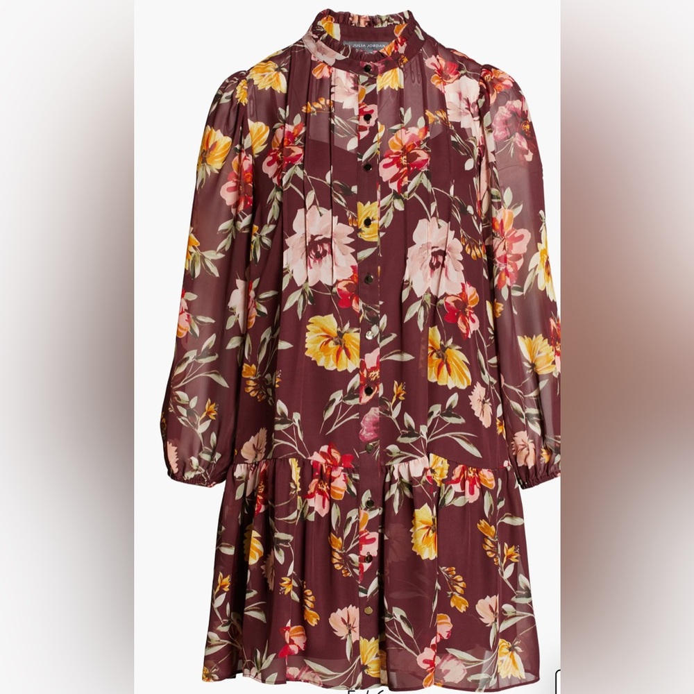 Julia Jordan Floral Print Pleated Long Sleeve A-Line Dress from Nordstrom - Picture 5 of 7
